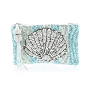 Wandering Moon Beaded Travel Pouch With Seashell - Made in India - NWT (DEFECT)